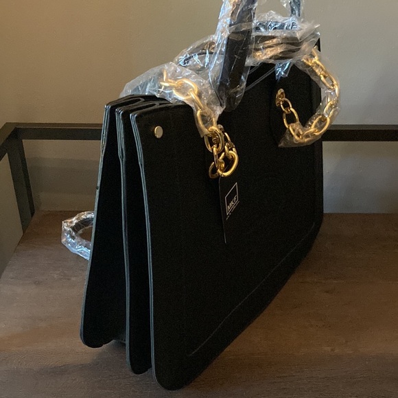 Mia K Tote Bag NEW Black Vegan Leather - Picture 3 of 4